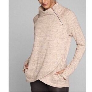 Athleta Cozy Karma Asym Pullover (s) Heather and rose gold